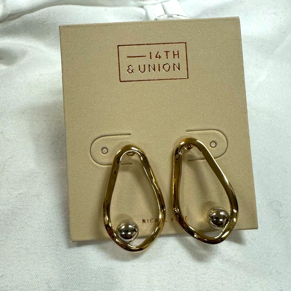Brand New 14th and Union Gold and Silver Earrings